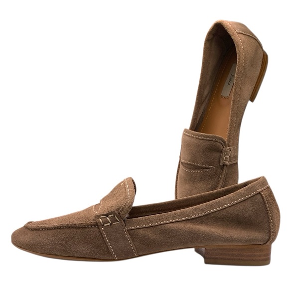 ZARA Tan Suede Penny Loafers - Picture 3 of 9